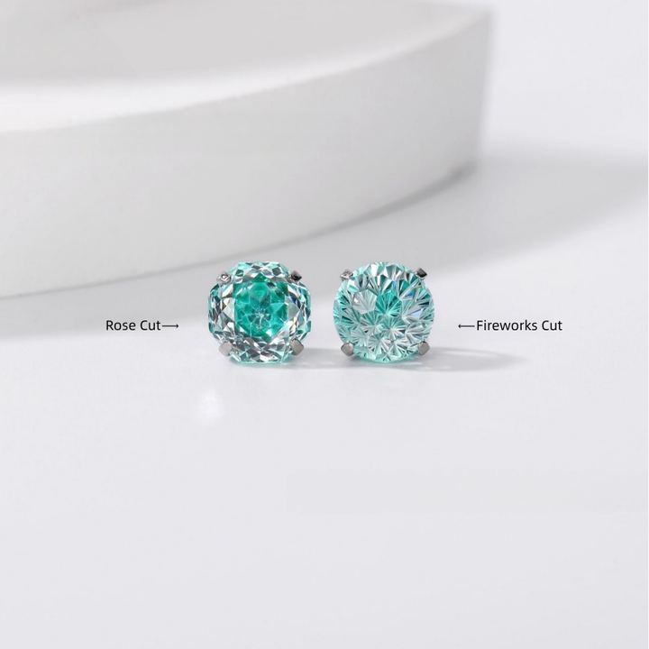 Iridescent Firework Cut Colored Diamond Stud Earrings (Light Luxury Niche Personalized Earrings)
