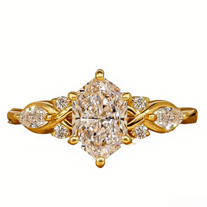 Kite-Cut Diamond Vine Carving Ring (Vintage Luxury Ritual Style)