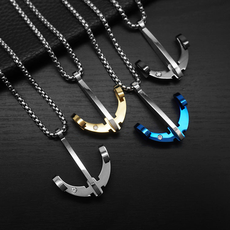 Vintage Crossbow Rhinestone Pendant · Stainless Steel Hip-Hop Punk Necklace