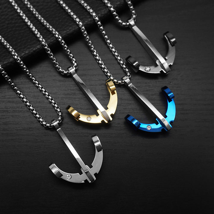 Vintage Crossbow Rhinestone Pendant · Stainless Steel Hip-Hop Punk Necklace