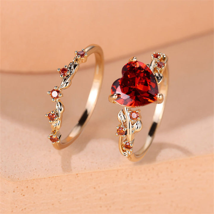 Heart-Shaped Colored Gem Vine Stackable Ring (Sweet Vitality Multi-Color Style)