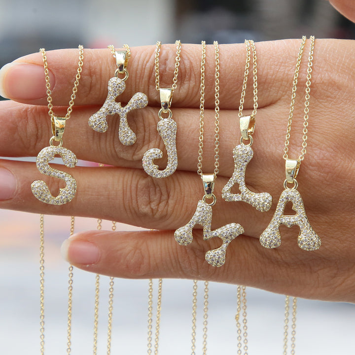 Heart-Shaped 12-Month Birthstone & Letter Pendant - Custom Name Love Necklace