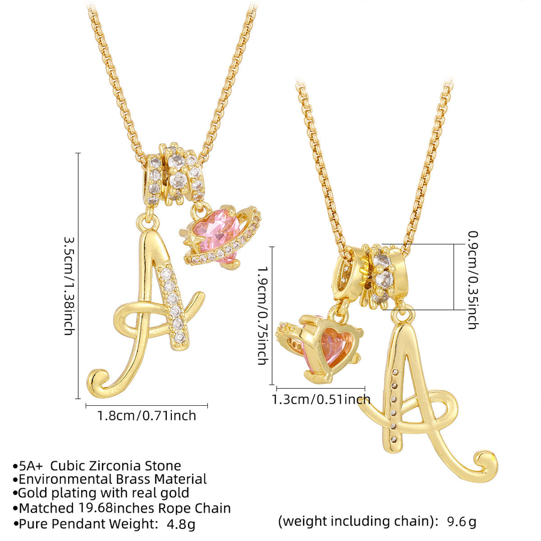 Dopamine 26 English Floral Letter Necklace - Girls' Light Luxury Niche High-End Jewelry