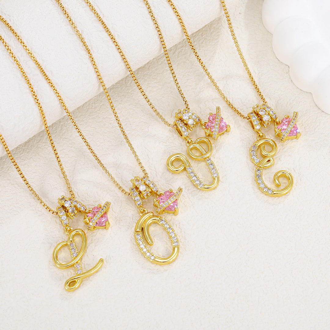 Dopamine 26 English Floral Letter Necklace - Girls' Light Luxury Niche High-End Jewelry