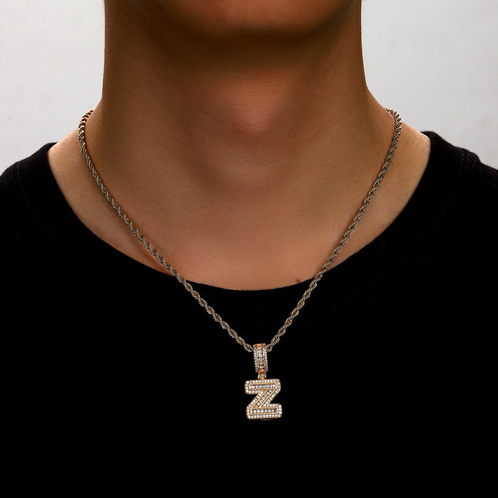 Full-Diamond Letter Cuban Link Necklace (26 Letters Optional | Gold/Silver Dual Tone)