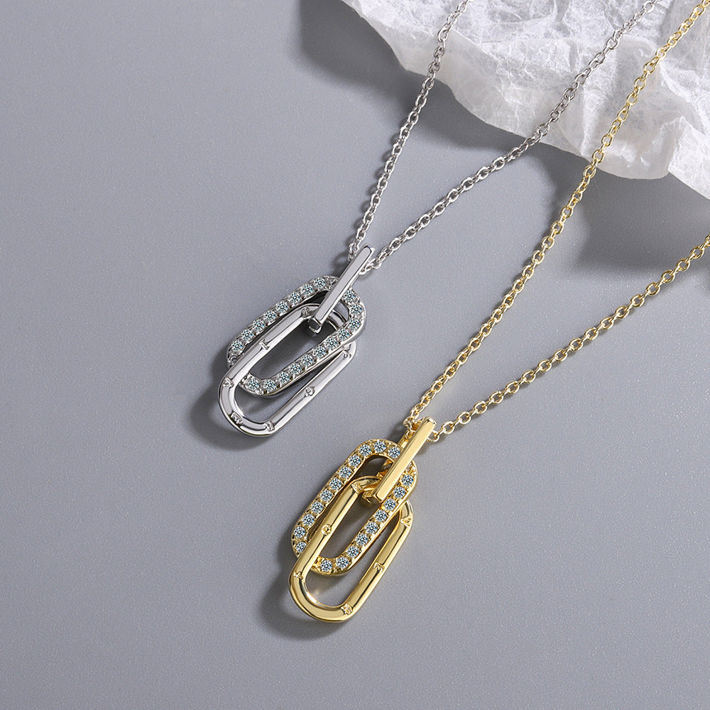 Minimalist Light Luxury Double-Loop Micro-Diamond Choker