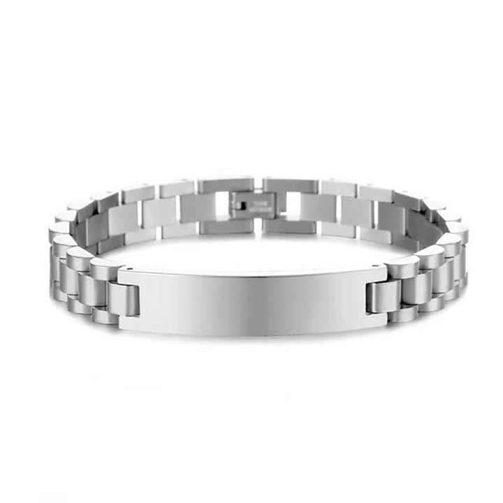 Business Fashion Titanium Steel Curved Plate Bracelet (Engravable Couple Style)
