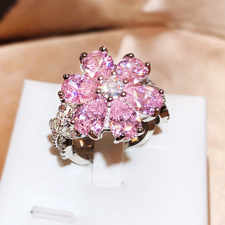 Pink Heart-Shaped Cubic Zirconia Ring for Women – Sweet and Romantic Love Jewelry
