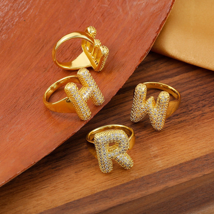 Bubble Letter Full-diamond Open Ring