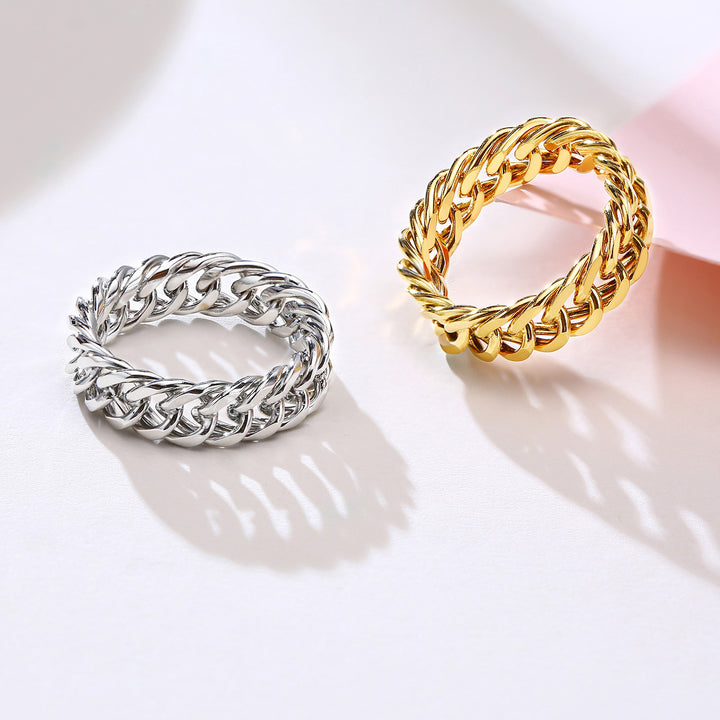 Minimalist Braided Cuban Link Ring (Light Luxury Street Style)