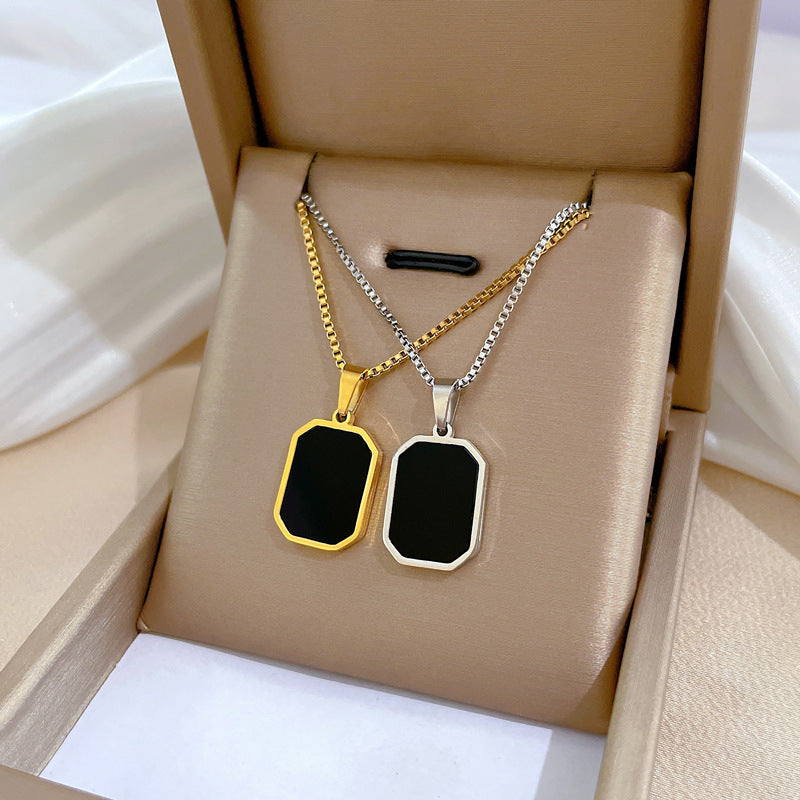 Titanium Steel Geometric Oil-Drop Couple Necklace (Minimalist Personalized Style)