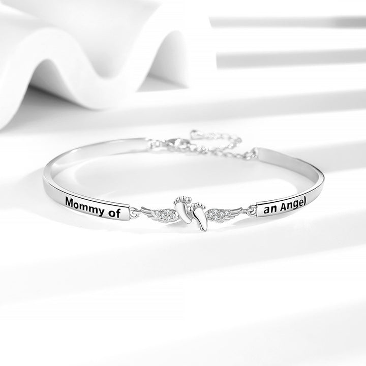 "Mommy of an Angel" Footprint & Wings Bracelet (Commemorative Healing Gift Stytle)