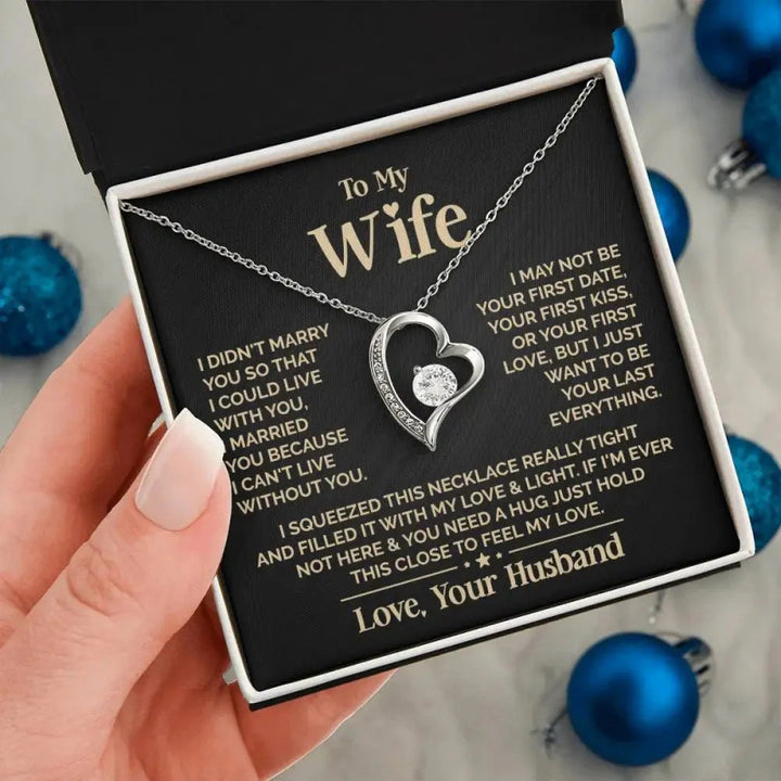"To My Wife" Double Heart Diamond-Studded Necklace (Couple Memorial Confession Style)