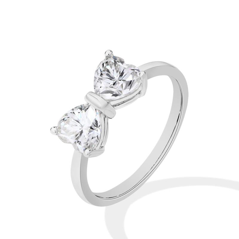 Double-Diamond Bowknot Ring (Sweet-Cool Light Luxury Style Series)