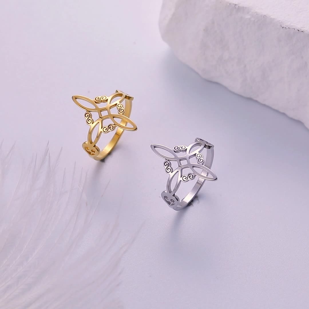 S925 Silver Witch Knot Pattern Ring for Men and Women