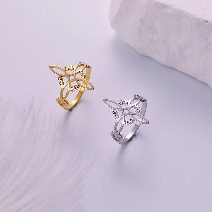 S925 Silver Witch Knot Pattern Ring for Men and Women