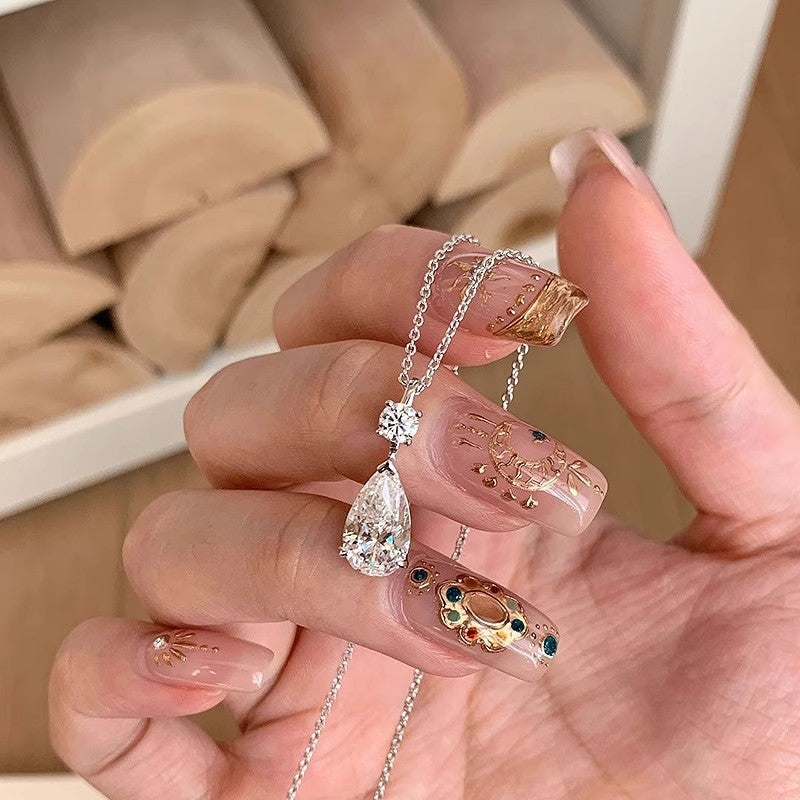 Teardrop Main Diamond Double-Layer Pendant Necklace (Light Luxury Elegant Style Series)