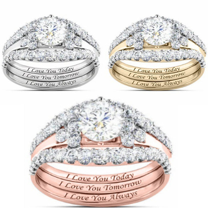 Double-Band Love Vow Diamond Ring (Light Luxury Romantic Style Series)
