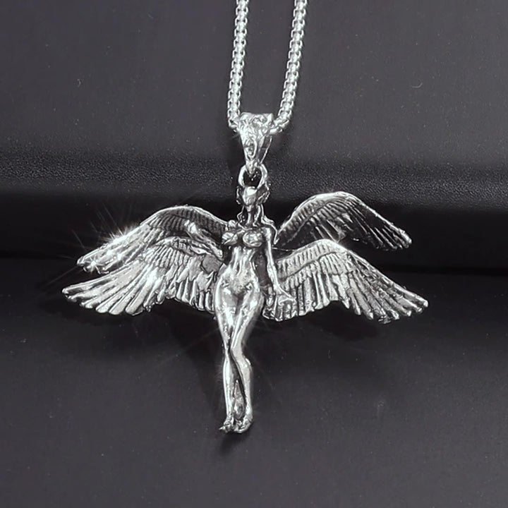 Vintage Four-Wing Angel Pendant Necklace