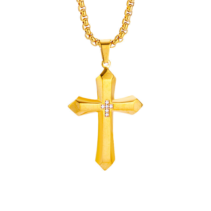 Geometric Cross Pendant Necklace (Men's Fashion · Minimal Luxury Faith Style)