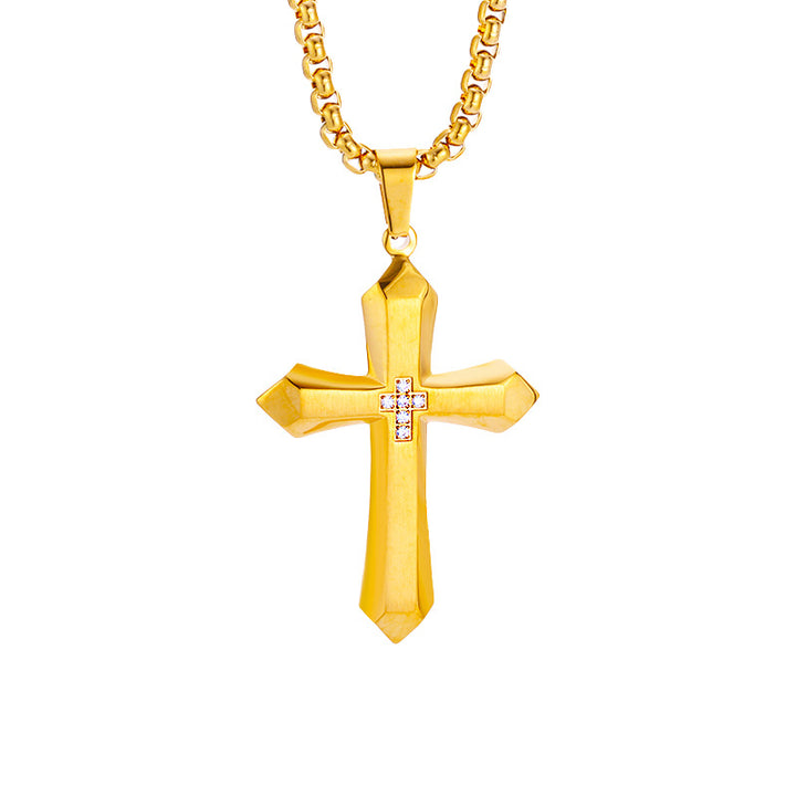 Geometric Cross Pendant Necklace (Men's Fashion · Minimal Luxury Faith Style)