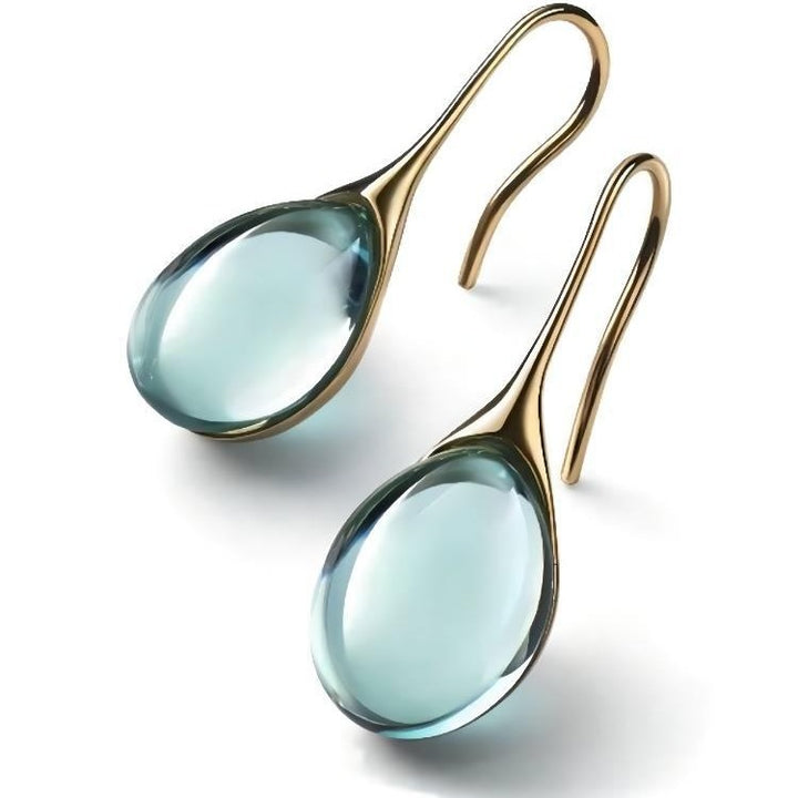 Glass Water Drop Hook Earrings (Women's Minimalist Luxury Style)