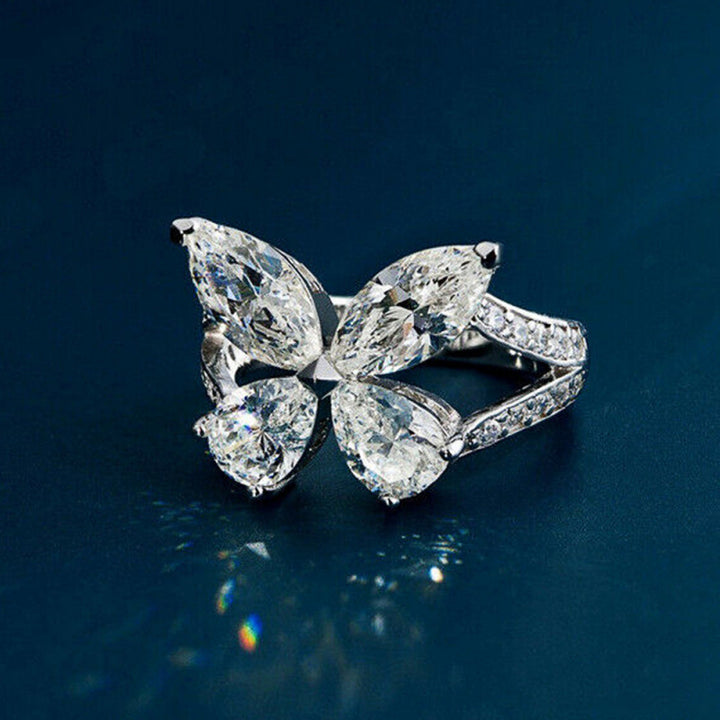 Teardrop Butterfly Diamond Ring for Women – Elegant Luxury Statement Ring