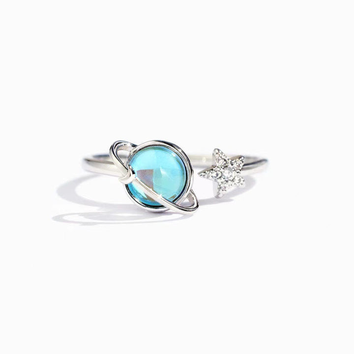 S925 Silver Rotatable Planet Open Ring