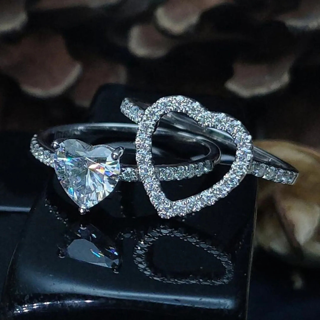 Intertwined Double Heart Diamond Ring (Women’s Sweet Vitality Luxury Style)