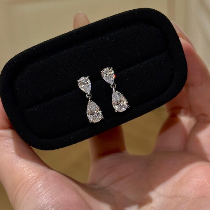 Double Pear Diamond Drop Earrings (Women's Luxury Elegant Style)