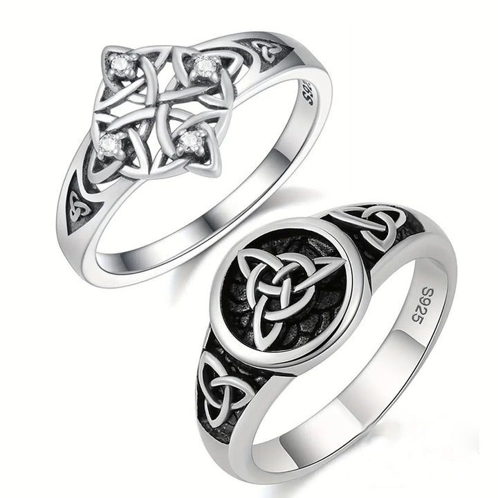 S925 Silver Celtic Knot Pattern Ring (Vintage Personalized Men's Style)