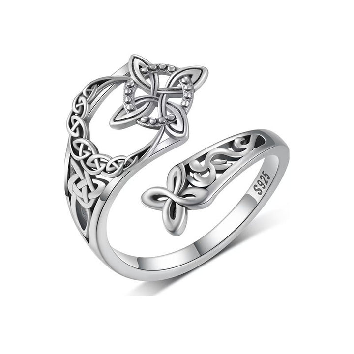 S925 Silver Celtic Knot Open Ring (Vintage Niche Personalized Style)
