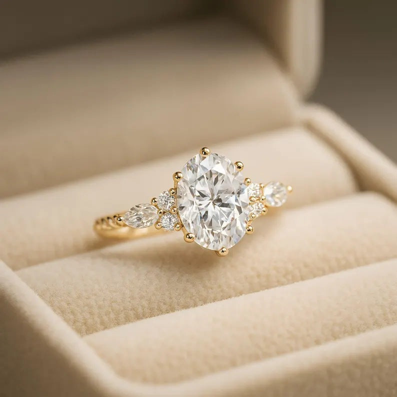 Bloom-Set Center Diamond Vintage Ring (Luxury Ritual Engagement Style)