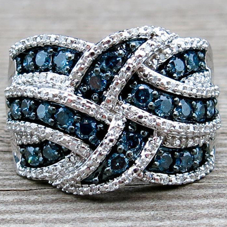 Full Diamond Braided Wide Ring (Cool Luxury Personalized Style)