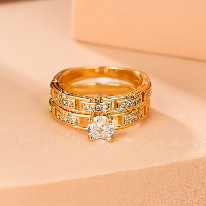 Geometric Segmented Double Layer Stackable Ring (Luxury Ritual Personalized Style)