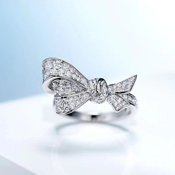 Full Diamond Bow Ring (Sweet-Cool Luxury Girl Style)