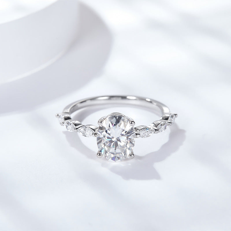 S925 Sterling Silver Luxury Carat Diamond Ring – Sparkling Engagement Proposal Ring