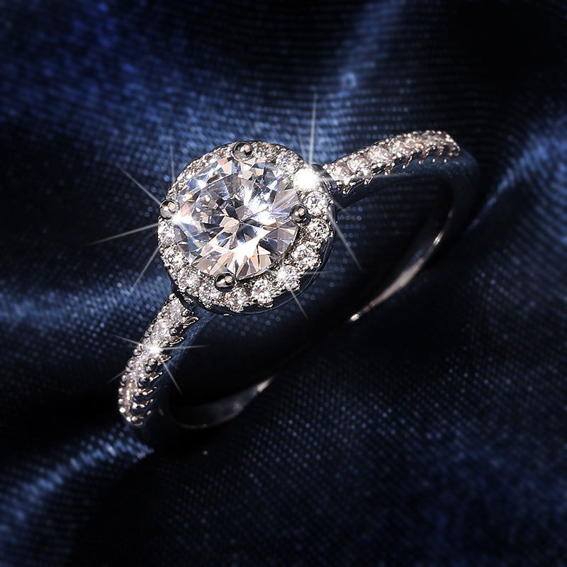 Brilliant Halo Round Moissanite Engagement Ring for Women