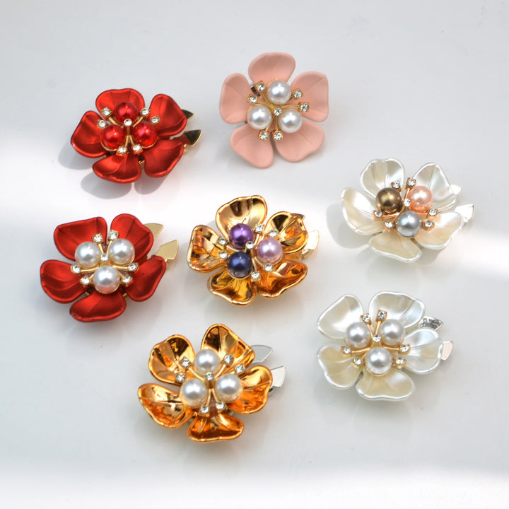 Shell Pearl Flower Shirt Button Covers — Turtle Cuff Clips & Fashion Accessories