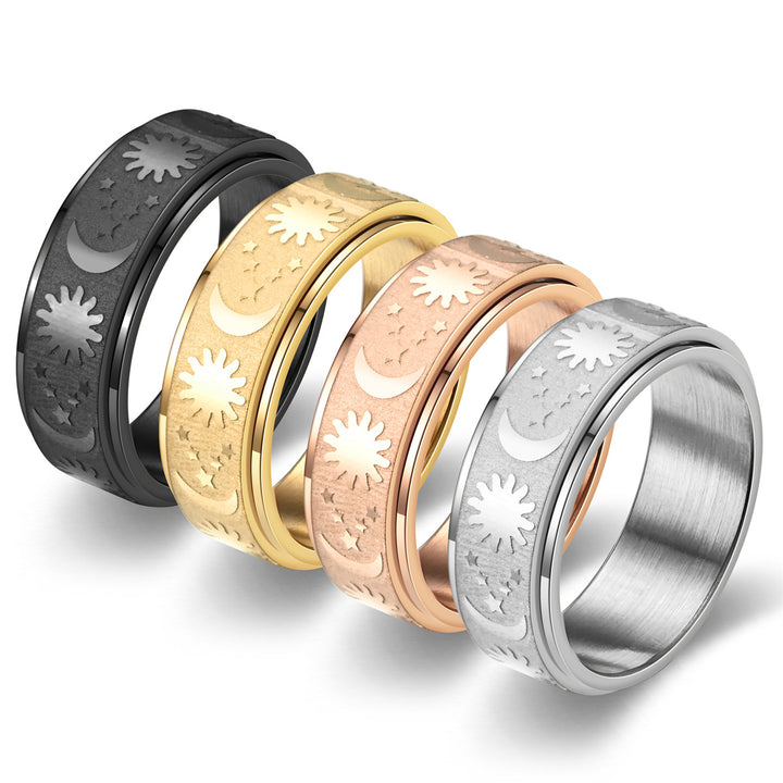 Minimalist Anti-Stress Rotatable Star & Moon Ring