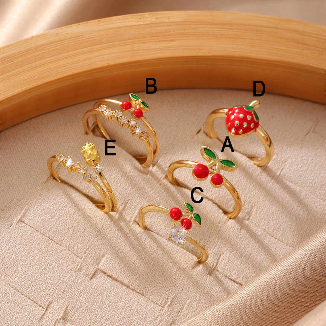 Gold Cherry Fruit Ring for Women