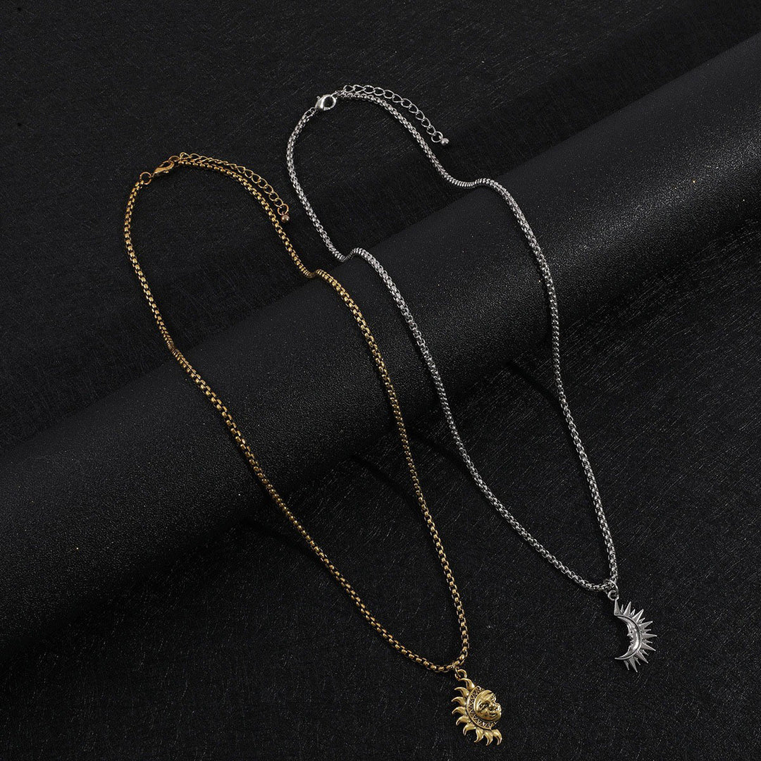 Sun & Moon Asymmetric Couples Jewelry Set – Necklace & Earrings