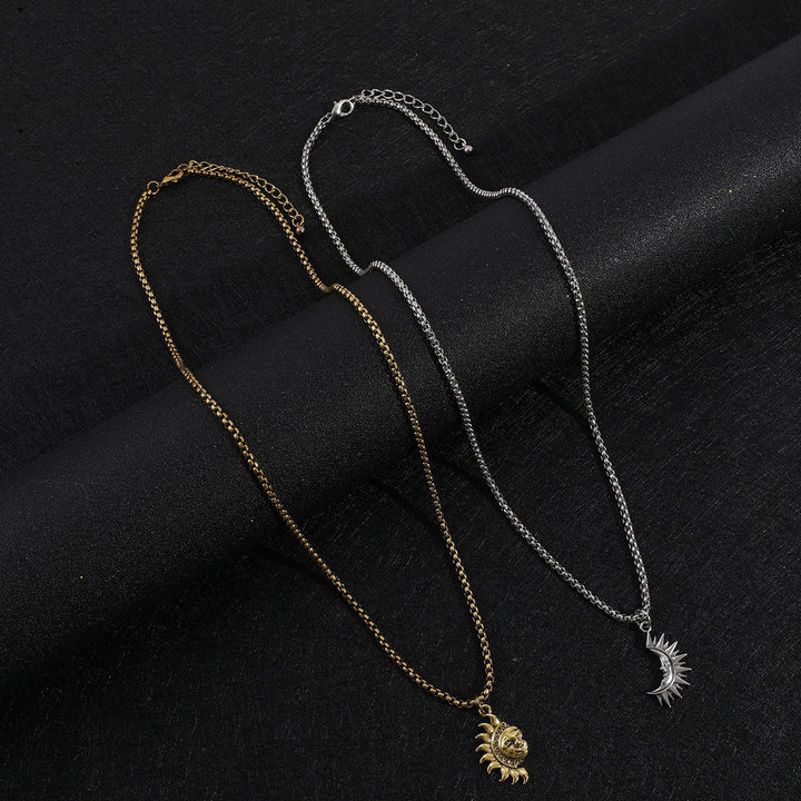 Sun & Moon Asymmetric Couples Jewelry Set – Necklace & Earrings