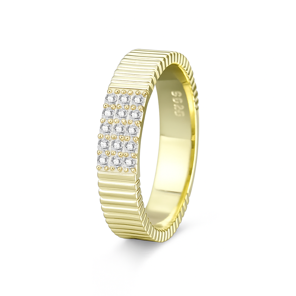 S925 Sterling Silver Pavé Diamond Ring