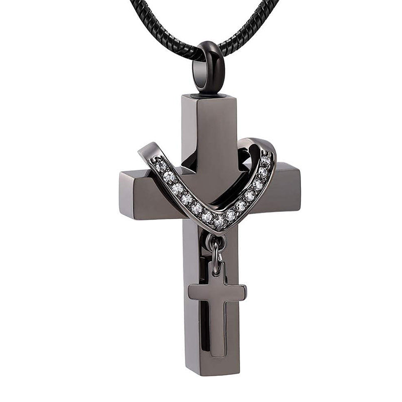 Memorial Pet Ashes Cross Necklace – Keepsake Perfume Bottle Pendant
