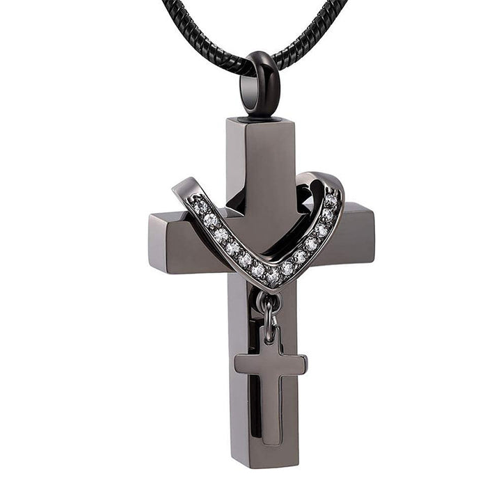 Memorial Pet Ashes Cross Necklace – Keepsake Perfume Bottle Pendant