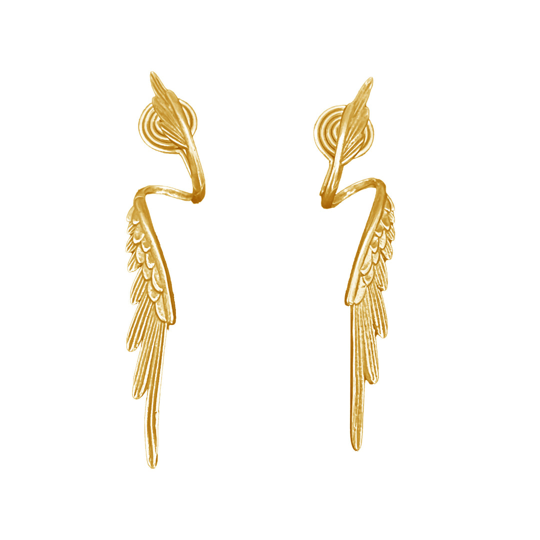S925 Silver Angel Wing Long Drop Earrings