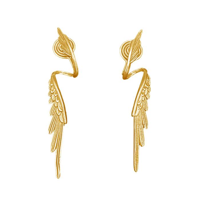 S925 Silver Angel Wing Long Drop Earrings