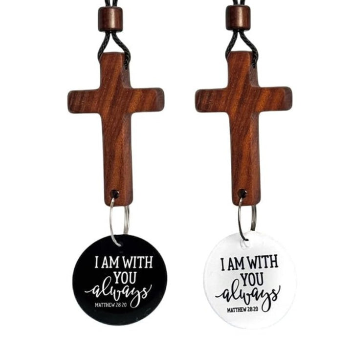 NFC Bible Cross Car Hanging Ornament – Walnut Wood Cross Decor