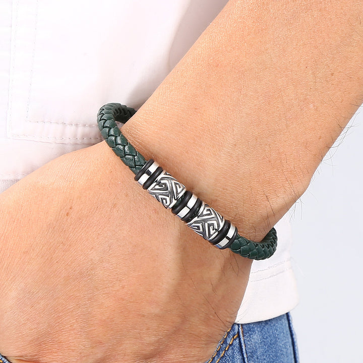 Titanium Steel & Genuine Leather Braided Bracelet · Trendsetter Essential